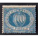 1877 - Cent 10  Color oltremare chiaro Numero Sassone 3a